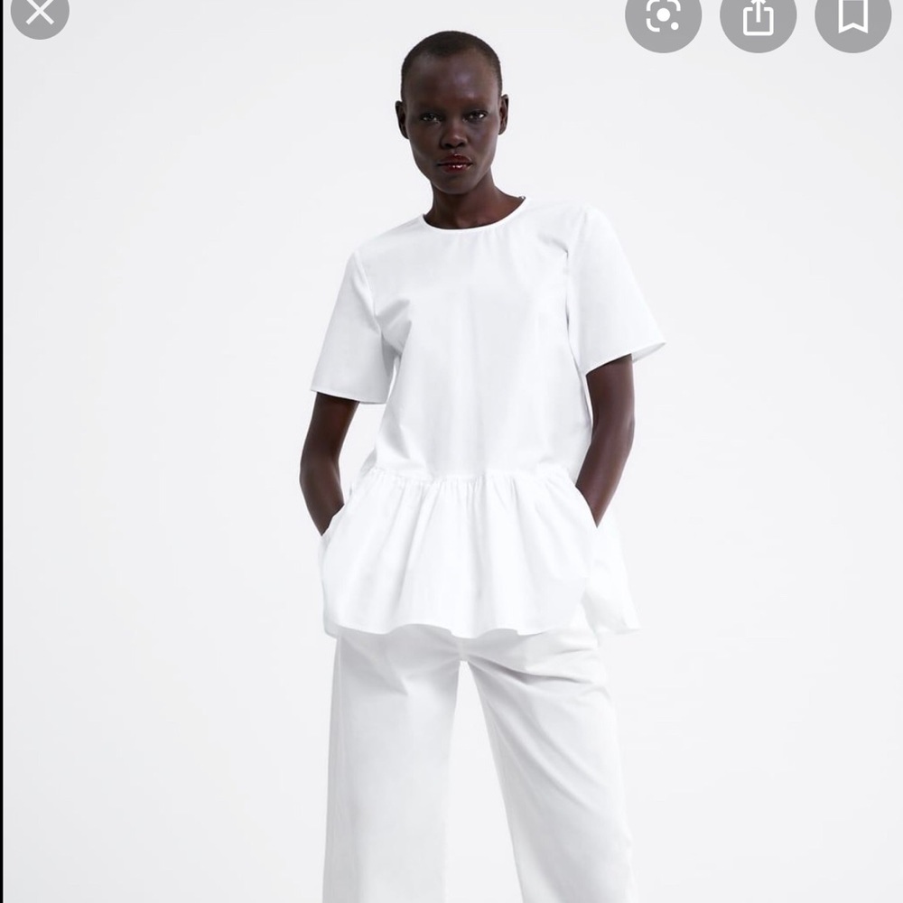 Zara white poplin blouse